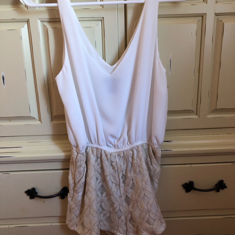 WORN ONCE AQUA White/tan romper